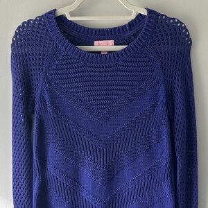 Lilly Pulitzer Indigo Chevron Knit Crewneck Sweater